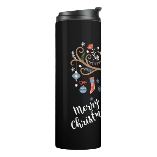 Chocolade Labrador Retriever Hond Kerstmis Thermosbeker (Gedraaid links)