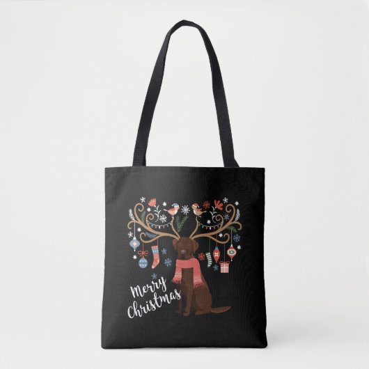 Chocolade Labrador Retriever Hond Kerstmis Tote Bag (Voorkant)