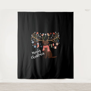 Chocolade Labrador Retriever Hond Kerstmis Wandkleed