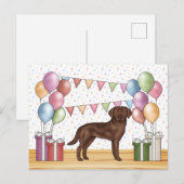 Chocolade Labrador Retriever Hond Kleurrijke Verja Briefkaart (Voorkant / Achterkant)