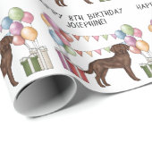 Chocolade Labrador Retriever Hond Kleurrijke Verja Cadeaupapier (Rol Hoek)