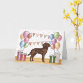 Chocolade Labrador Retriever Hond Kleurrijke Verja Kaart (Gele Bloem)