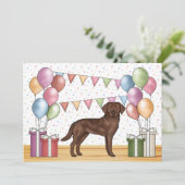 Chocolade Labrador Retriever Hond Kleurrijke Verja Kaart (Staand voorkant)