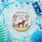 Chocolade Labrador Retriever Hond Kleurrijke Verja Papieren Bordje (Feest)