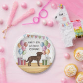 Chocolade Labrador Retriever Hond Kleurrijke Verja Papieren Bordje (Feest)