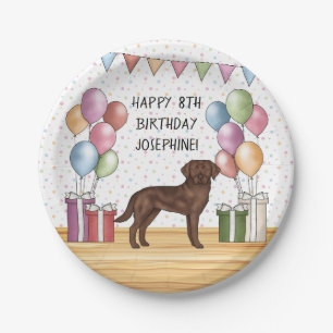 Chocolade Labrador Retriever Hond Kleurrijke Verja Papieren Bordje