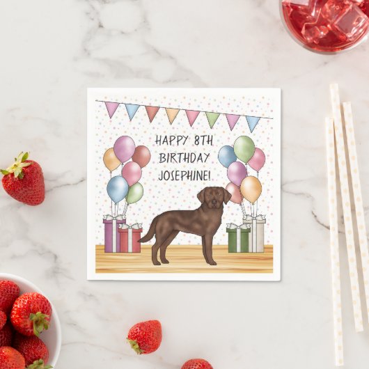 Chocolade Labrador Retriever Hond Kleurrijke Verja Servet (Insitu)