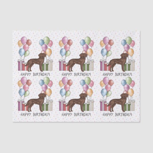 Chocolade Labrador Retriever Hond Kleurrijke Verja Tissuepapier (Voorkant)