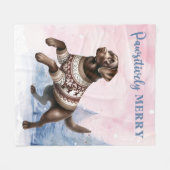 Chocolade Labrador Retriever Hond Roze Kerstmis Fleece Deken (Voorkant (Horizontaal))