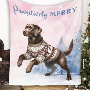 Chocolade Labrador Retriever Hond Roze Kerstmis Fleece Deken