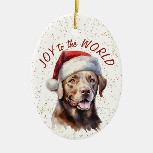 Chocolade Labrador Retriever Hond Vreugde aan de W Keramisch Ornament (Voorkant)