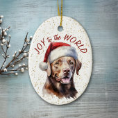 Chocolade Labrador Retriever Hond Vreugde aan de W Keramisch Ornament