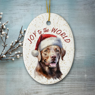 Chocolade Labrador Retriever Hond Vreugde aan de W Keramisch Ornament