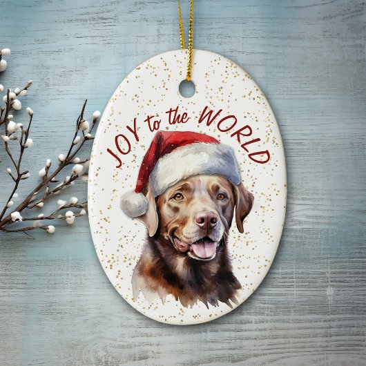Chocolade Labrador Retriever Hond Vreugde aan de W Keramisch Ornament