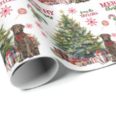 Chocolade Labrador Retriever Hondenvakantieboom Cadeaupapier (Rol Hoek)
