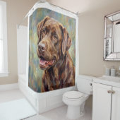 Chocolade Labrador Retriever Impressionistische Ku Douchegordijn (In situ)