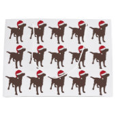 Chocolade Labrador Retriever in Red Santa Hat Groot Cadeauzakje (Voorkant)