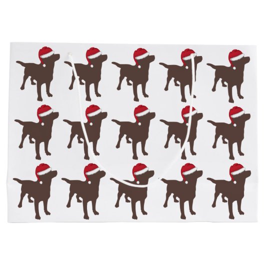 Chocolade Labrador Retriever in Red Santa Hat Groot Cadeauzakje (Achterkant)