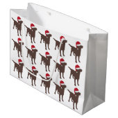 Chocolade Labrador Retriever in Red Santa Hat Groot Cadeauzakje (Voorkant Gekanteld)