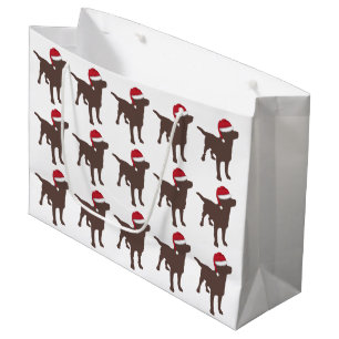 Chocolade Labrador Retriever in Red Santa Hat Groot Cadeauzakje