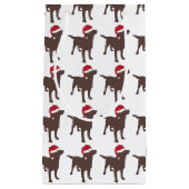 Chocolade Labrador Retriever in Red Santa Hat Klein Cadeauzakje (Voorkant)