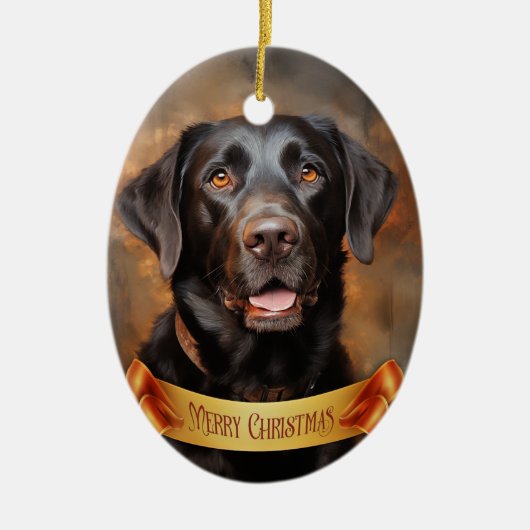 Chocolade Labrador Retriever Keramisch Ornament (Voorkant)