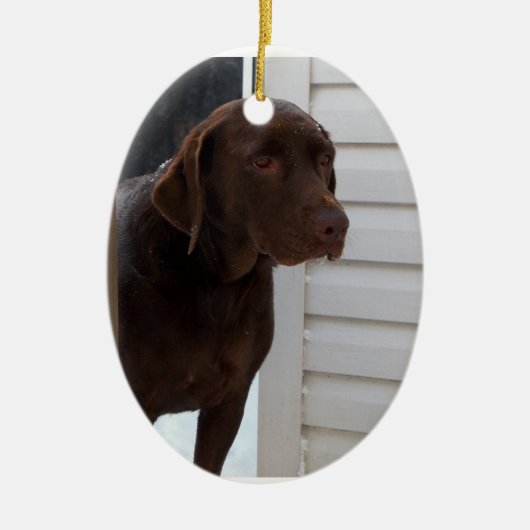 Chocolade Labrador Retriever Keramisch Ornament (Voorkant)
