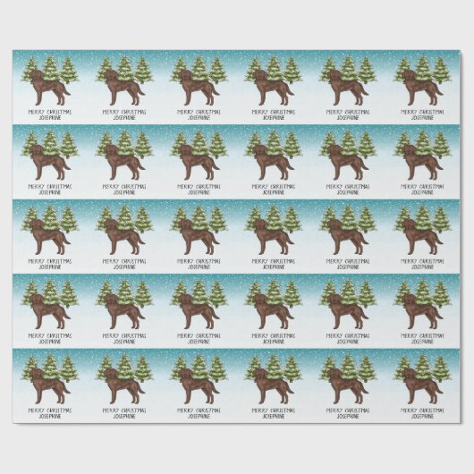 Chocolade Labrador Retriever Kerst Aangepaste teks Cadeaupapier (Vlak)