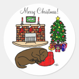 Chocolade Labrador Retriever Kerst stickers