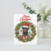 Chocolade Labrador Retriever, Kerstkrans Briefkaart (Staand voorkant)