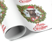 Chocolade Labrador Retriever, Kerstkrans Cadeaupapier (Rol Hoek)
