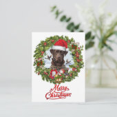 Chocolade Labrador Retriever, Kerstkrans Feestdagenkaart (Staand voorkant)