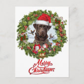 Chocolade Labrador Retriever, Kerstkrans Feestdagenkaart (Voorkant)