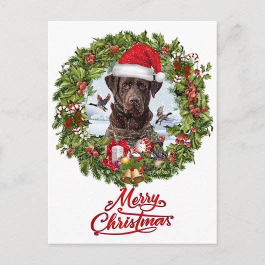 Chocolade Labrador Retriever, Kerstkrans Feestdagenkaart (Voorkant)