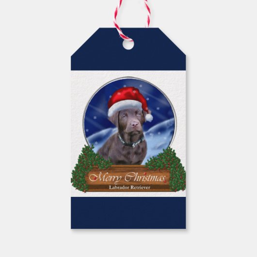 Chocolade Labrador Retriever Kerstmis Cadeaulabel (Achterkant)