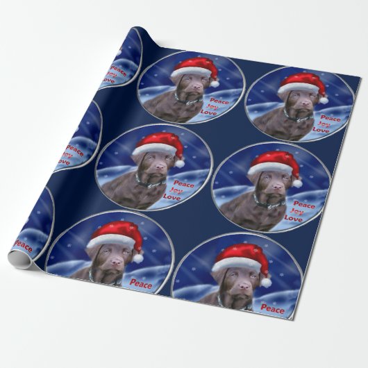 Chocolade Labrador Retriever Kerstmis Cadeaupapier (Uitgerold)