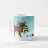 Chocolade Labrador Retriever Kerstmis Custom Name Koffiemok (Voorkant links)