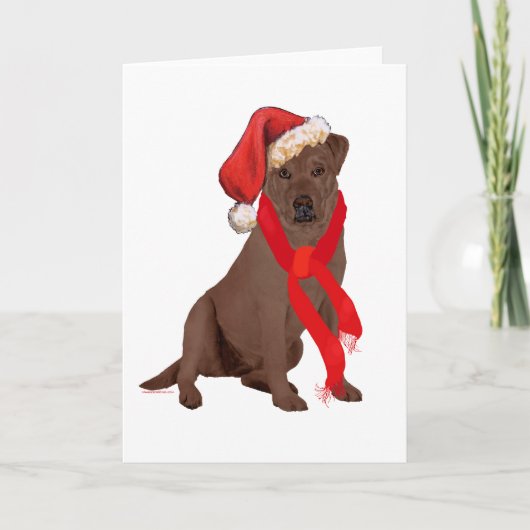 Chocolade Labrador Retriever Kerstmis Feestdagen Kaart (Voorkant)