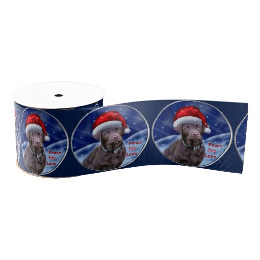 Chocolade Labrador Retriever Kerstmis Grosgrain Lint (Spoel)