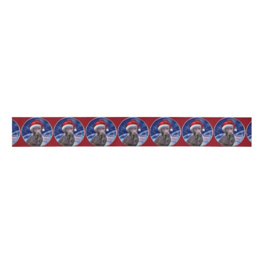 Chocolade Labrador Retriever Kerstmis Grosgrain Lint (Voorkant)