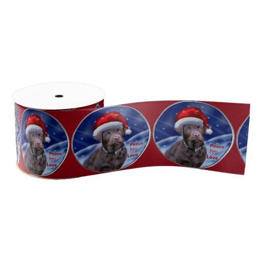 Chocolade Labrador Retriever Kerstmis Grosgrain Lint (Spoel)