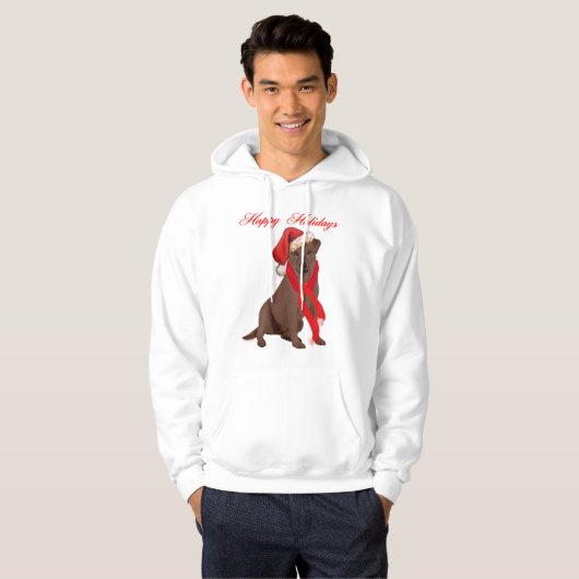 Chocolade Labrador Retriever Kerstmis Hoodie (Voorkant volledig)