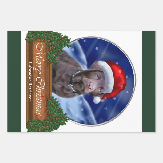 Chocolade Labrador Retriever Kerstmis Inpakpapier Vel (Voorkant)