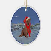 Chocolade Labrador Retriever Kerstmis Keramisch Ornament (Rechts)