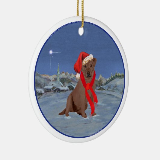 Chocolade Labrador Retriever Kerstmis Keramisch Ornament (Rechts)