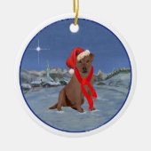 Chocolade Labrador Retriever Kerstmis Keramisch Ornament (Voorkant)
