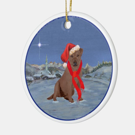 Chocolade Labrador Retriever Kerstmis Keramisch Ornament (Links)