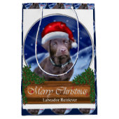 Chocolade Labrador Retriever Kerstmis Medium Cadeauzakje (Voorkant)