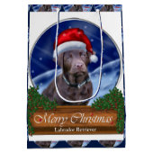 Chocolade Labrador Retriever Kerstmis Medium Cadeauzakje (Achterkant)