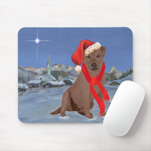 Chocolade Labrador Retriever Kerstmis Muismat (Met muis)